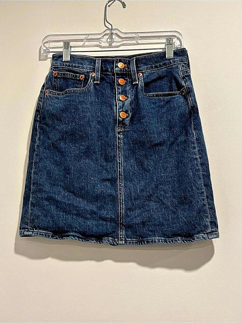 J.Crew Button-Front Denim Mini Skirt Blue Waist 24